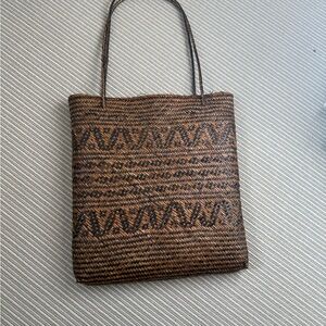 Brown Patterned Tote Bag